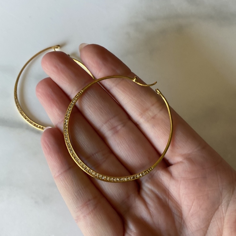 Retired Stella & Dot Gold & Stone Hoop Earrings